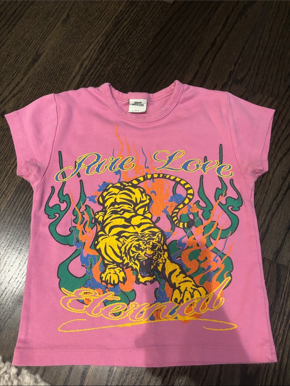 Urban Outfitters Pink Graphic Pure Love Eternal Tiger Tee size small